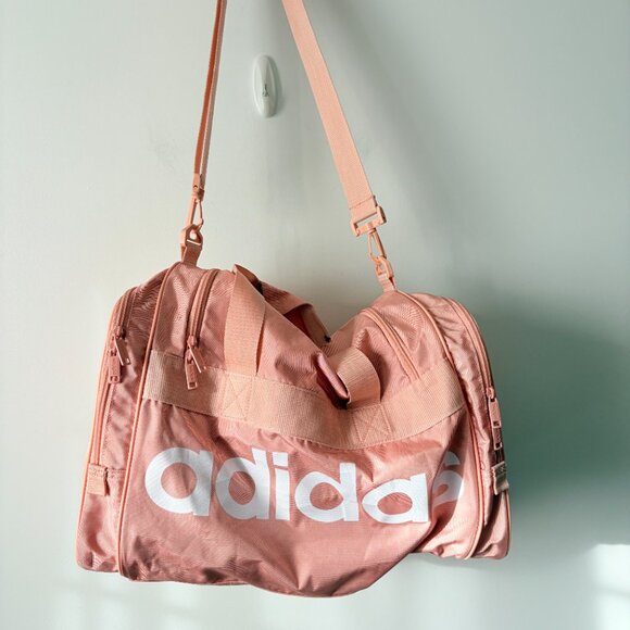Adidas Unisex Santiago Large Duffel Bag Pink White - Picture 3 of 6